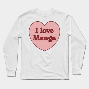 I love manga heart aesthetic dollette coquette pink red Long Sleeve T-Shirt